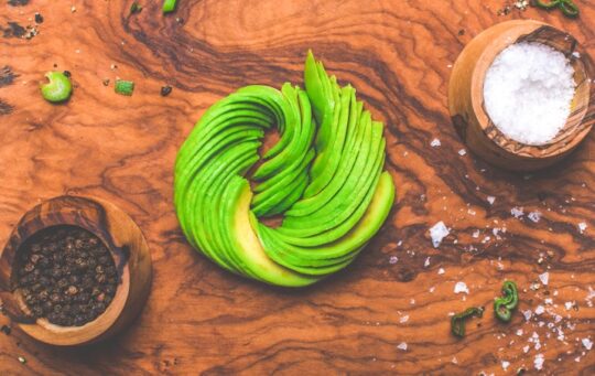 Avocado sliced to look like a rose.