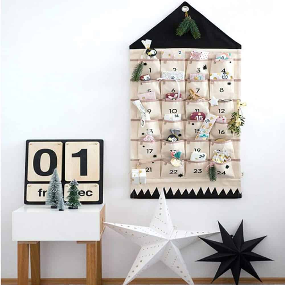 Advent calendar with pockets to fill with toys or vegan chocolate for kids.