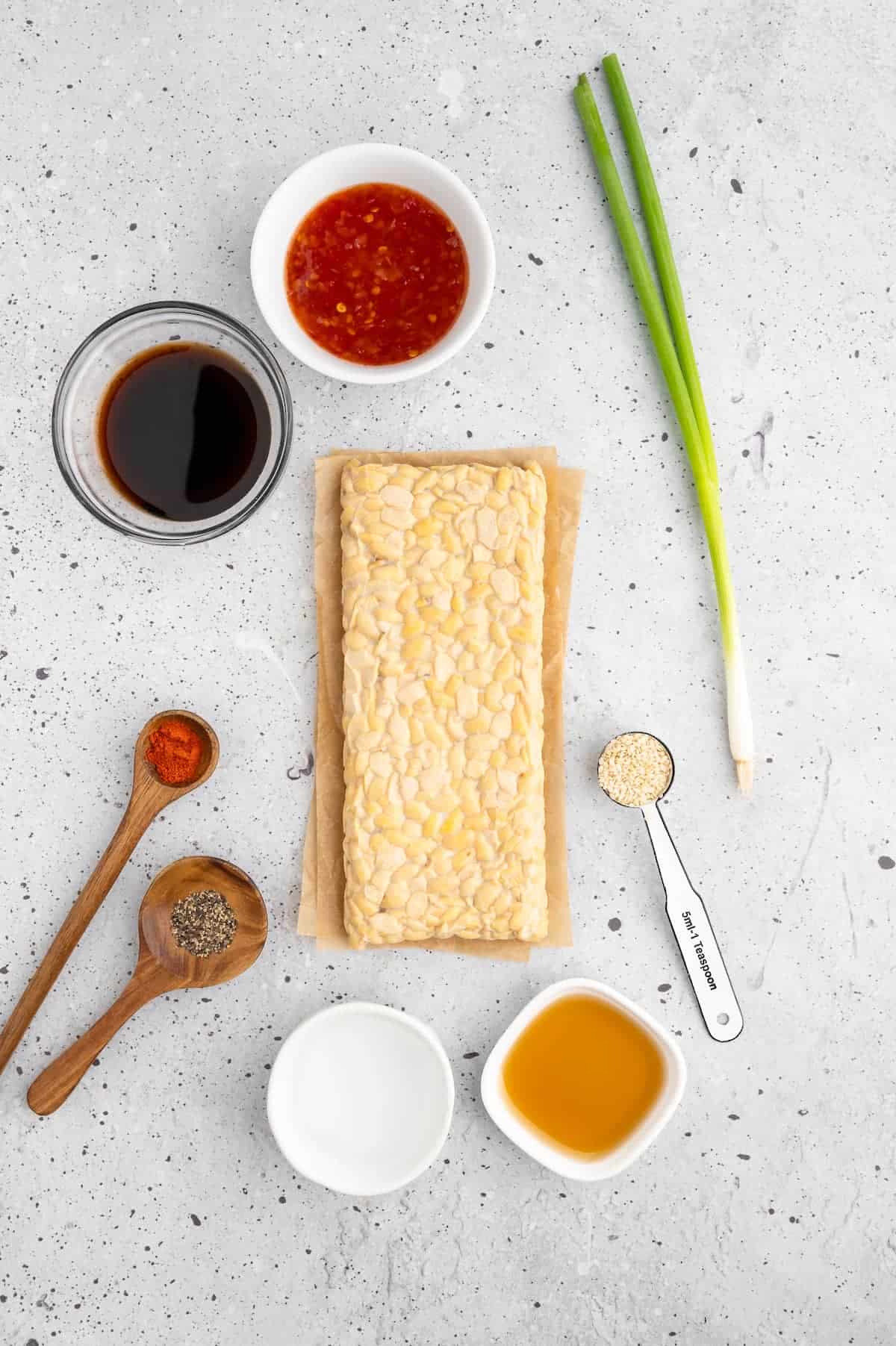 Ingredients for making air-fryer tempeh.