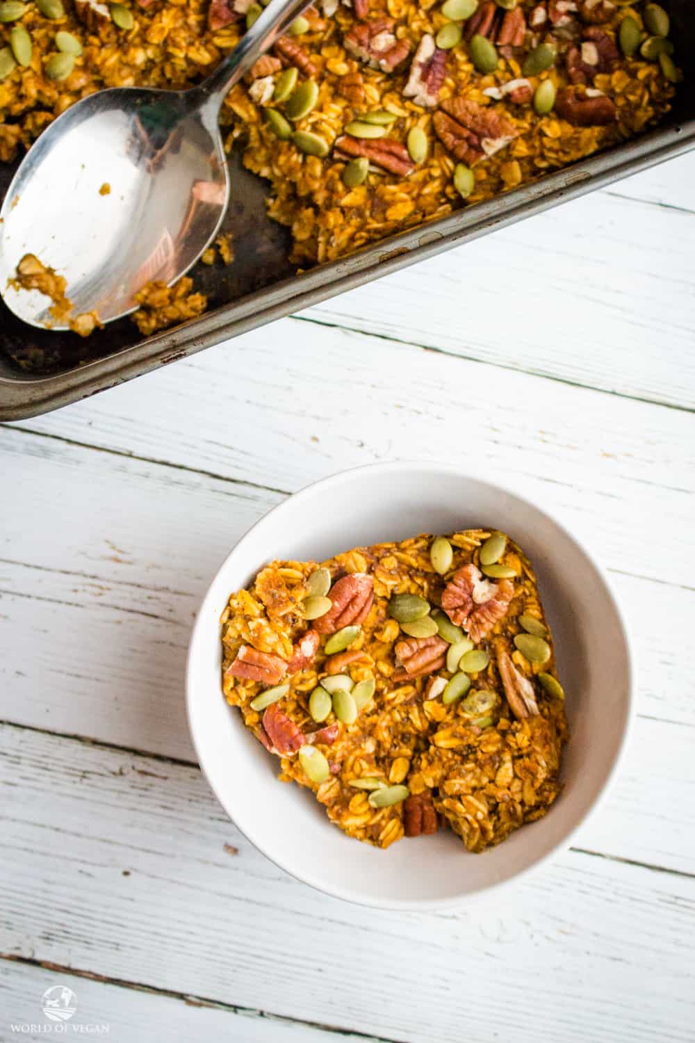 Baked Pumpkin Oatmeal in a bowl.