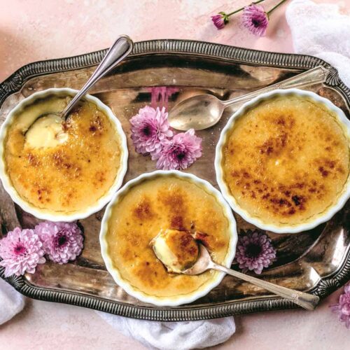 best vegan creme brulee recipe served in ramekins