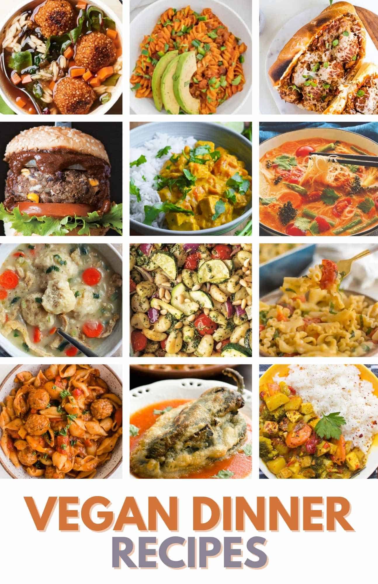 photo collage of the best vegan dinner recipes