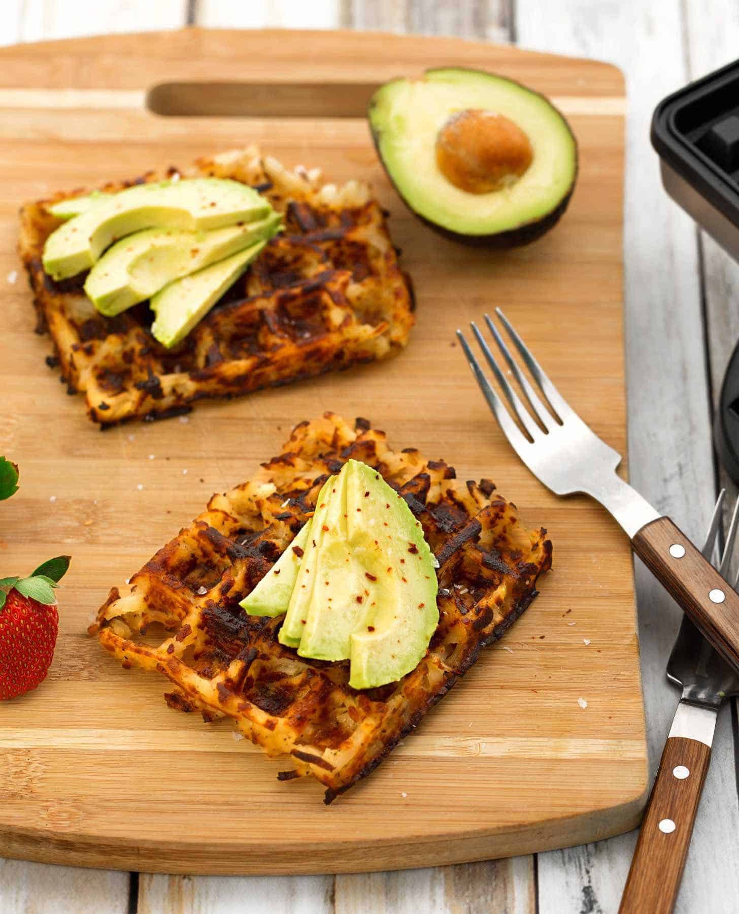 Best Vegan Hashbrowns Made Waffle Style With Avocado