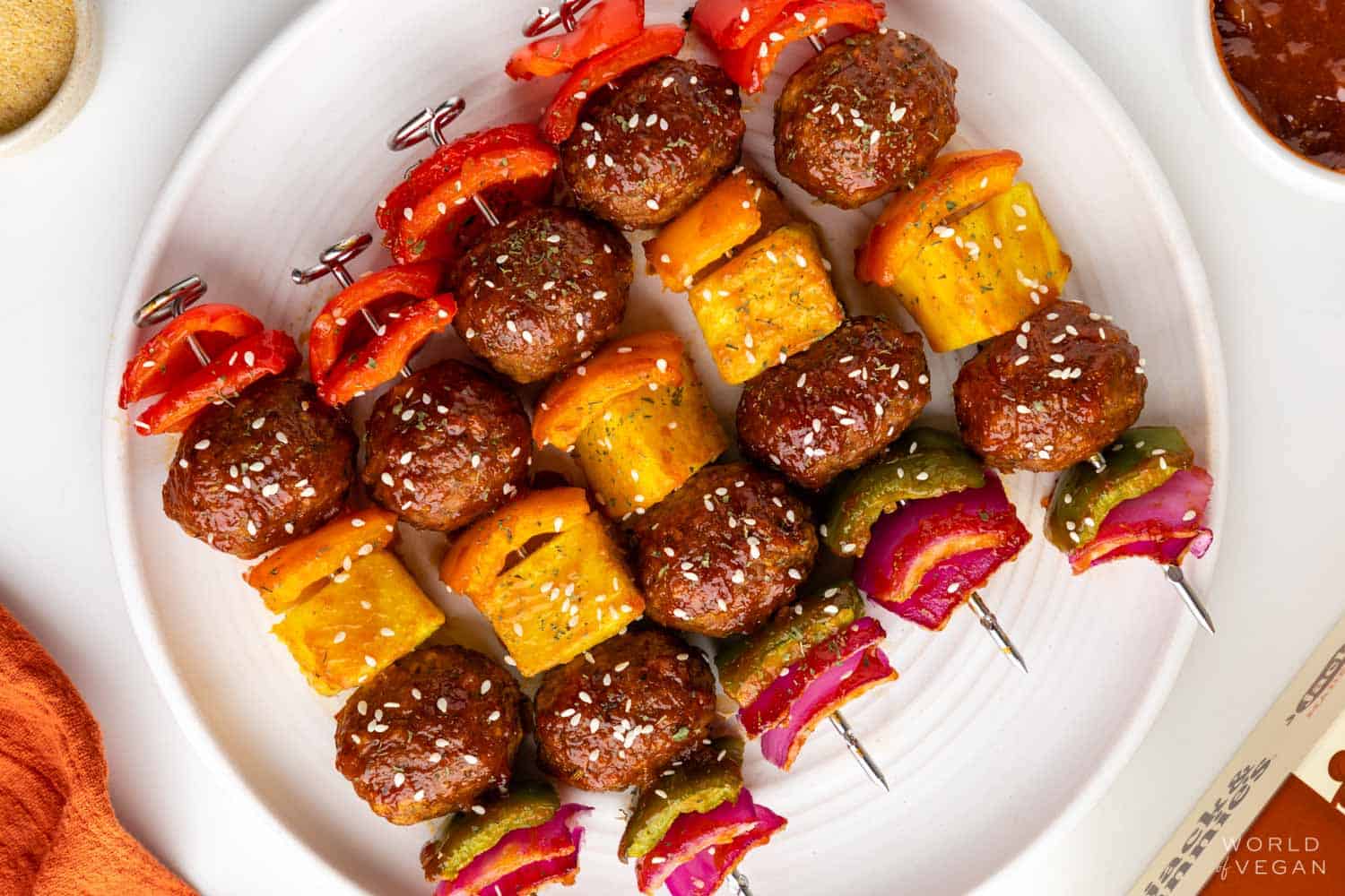 Sweet Sour Vegan Kabob Recipe {Baked or Grilled Veggie Skewers}