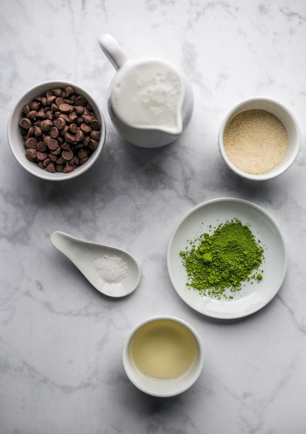 Vegan Matcha Ice Cream Recipe Ingredients Flatlay.