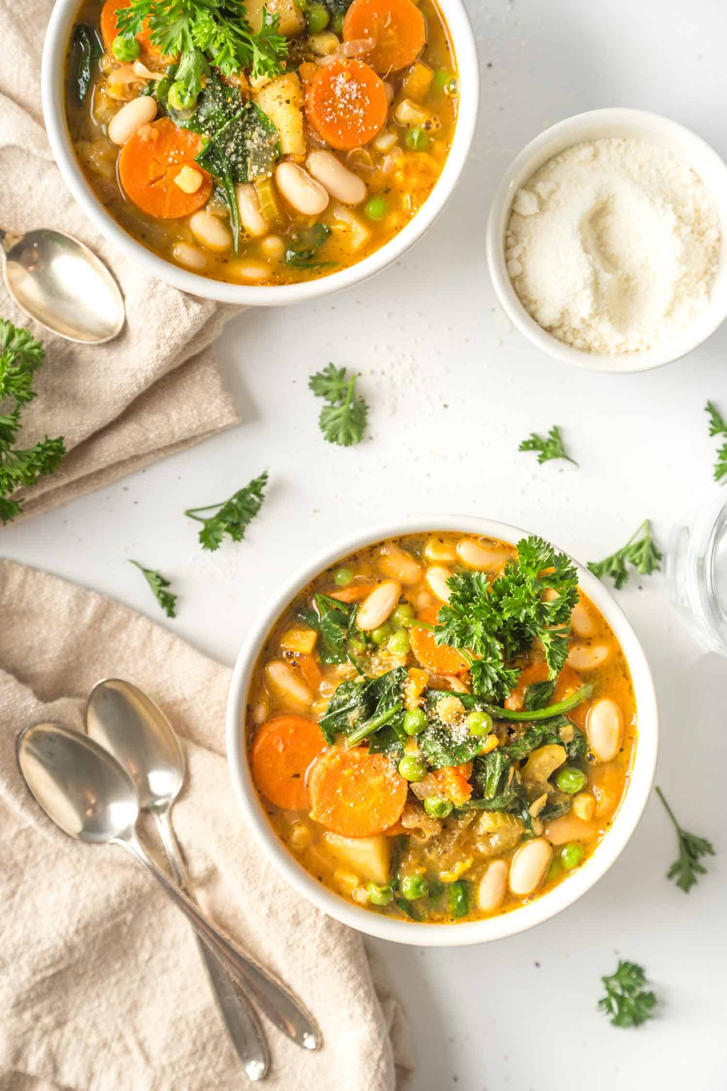 vegan stew dinner in two bowls