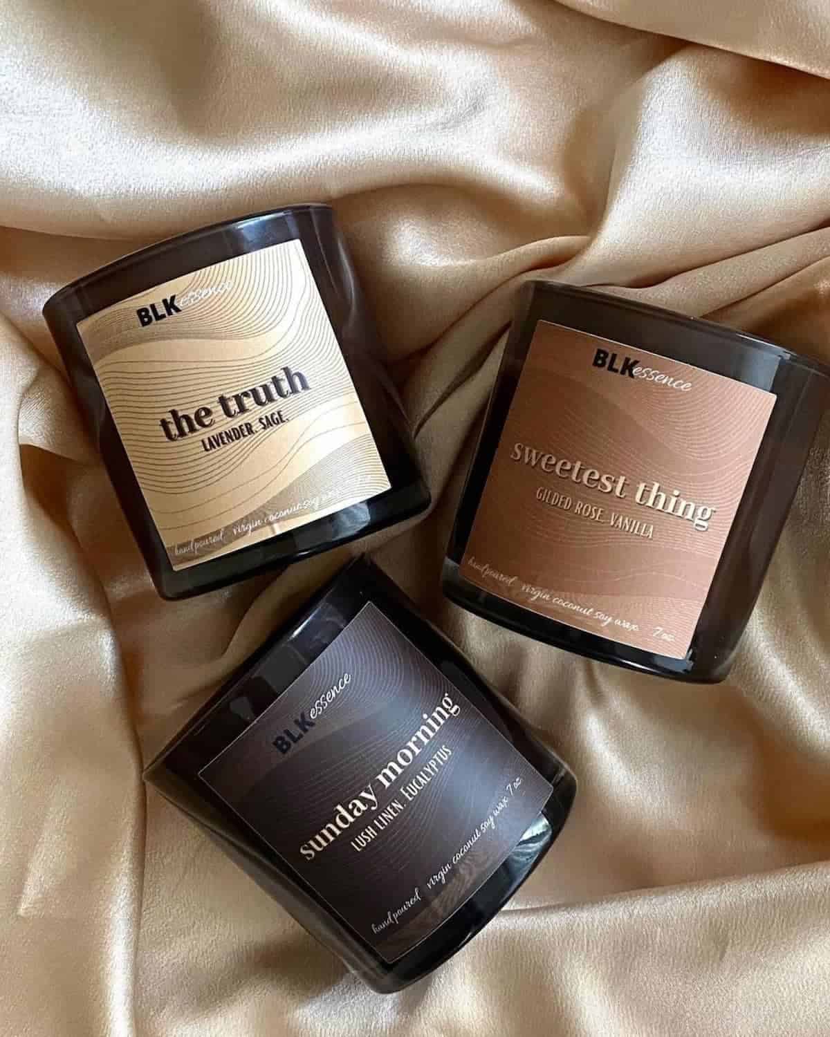 BLKEssence brand vegan candles.