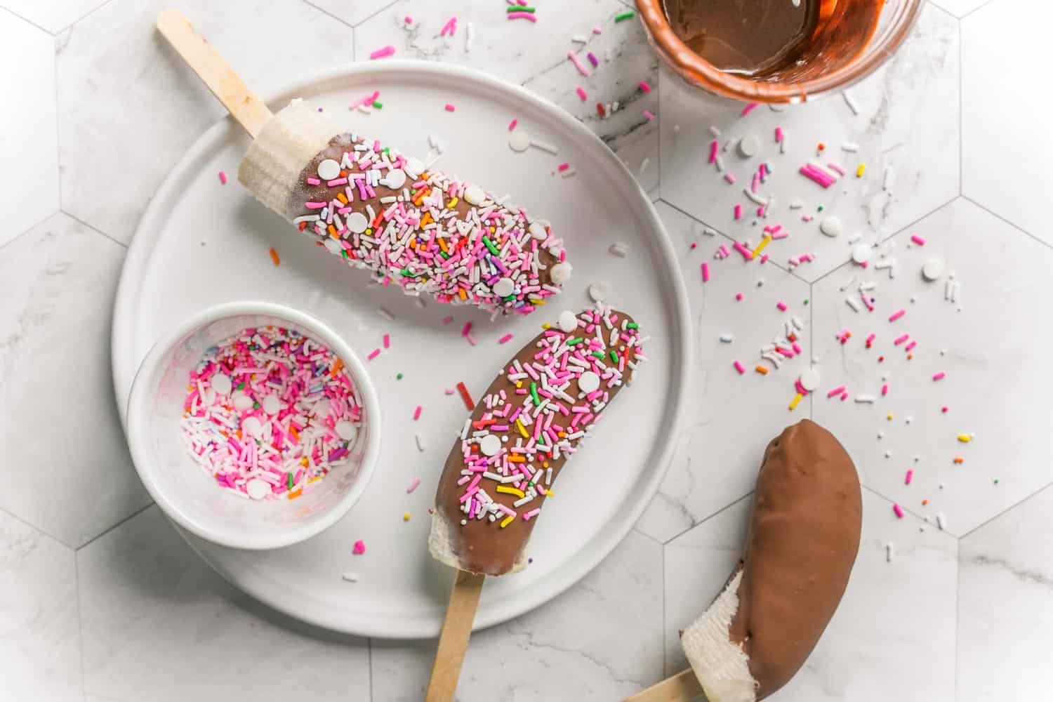 Banana Pops With Chocolate and Sprinkles
