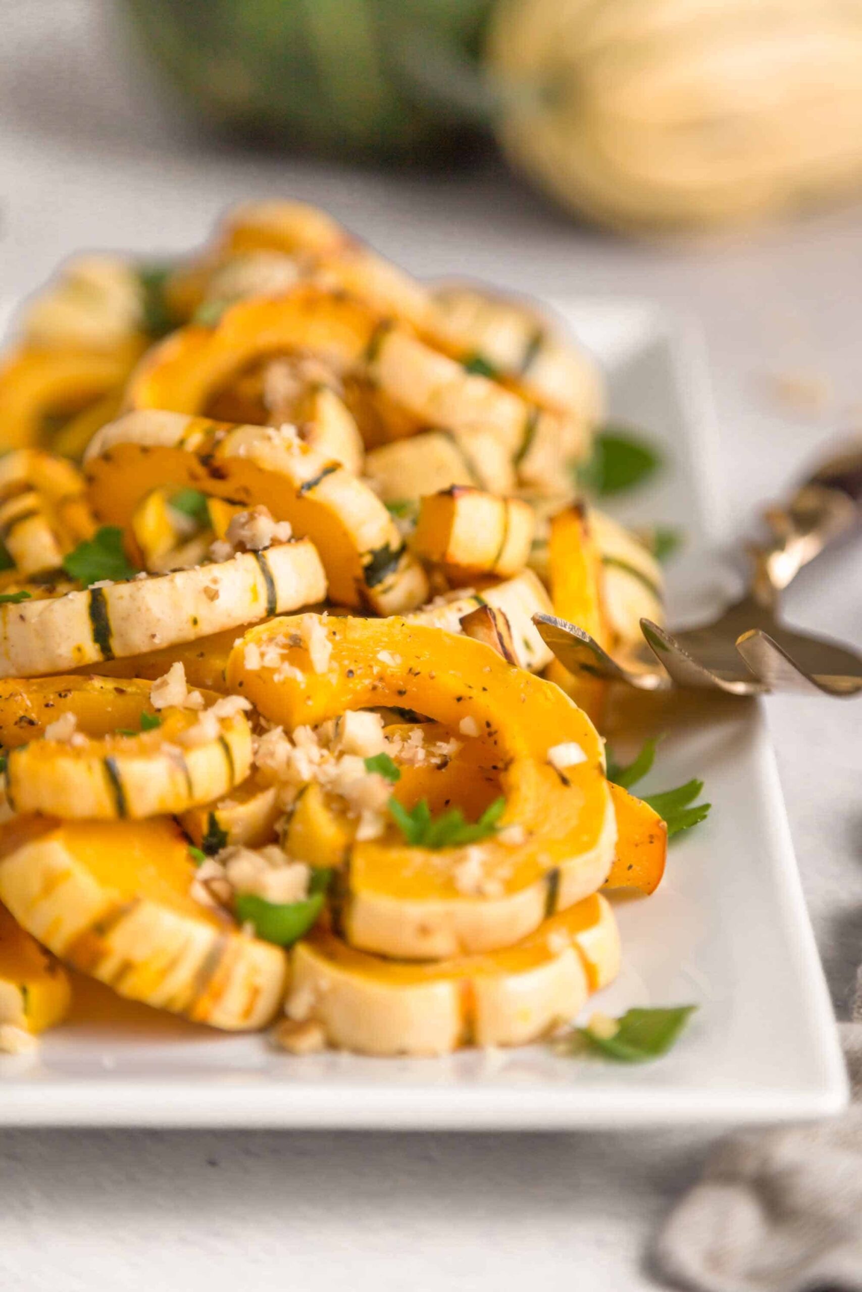 Roasted delicata squash side dish.