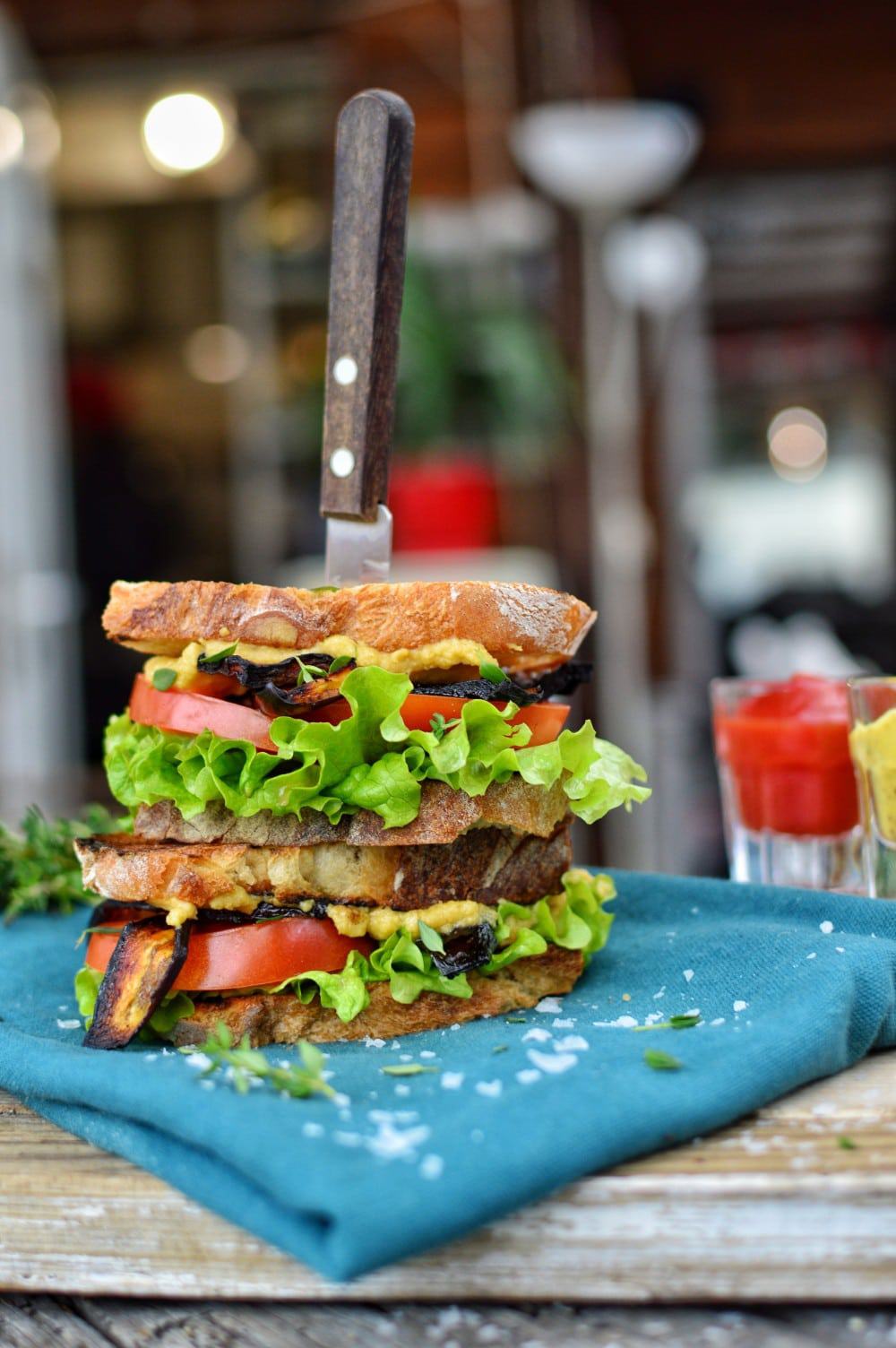 Vegan BLT Sandwich | Make Your Own Vegan Bacon | WorldofVegan.com | #vegan #eggplant #bacon #BLT #sandwich #plantbased #worldofvegan