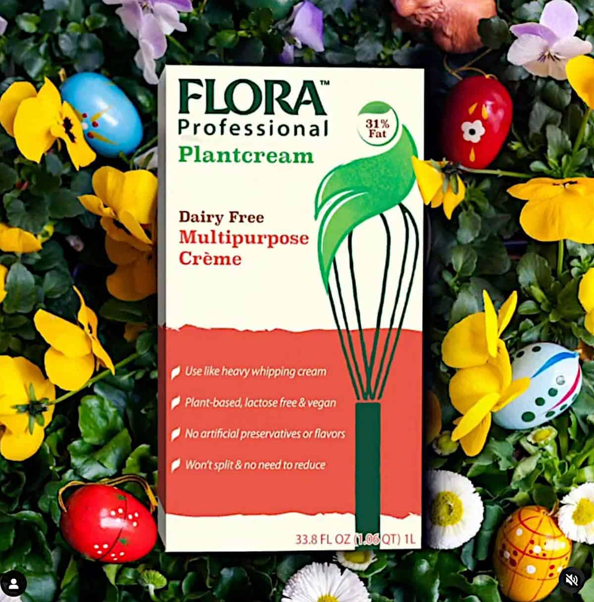 Flora Plant Cream surround by flowers.