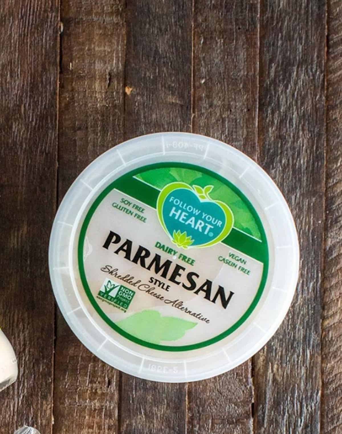 Follow Your Heart brand dairy-free parmesan shreds.