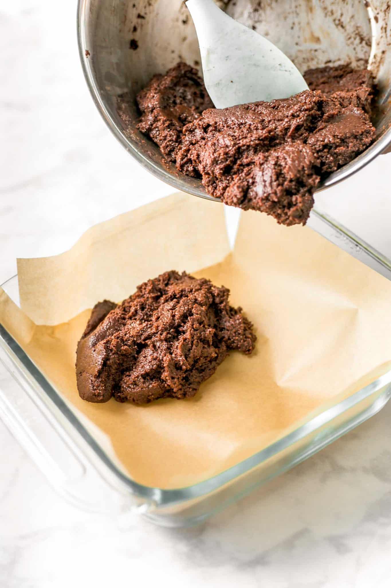 Fudgy Vegan Brownie Batter Process Shot