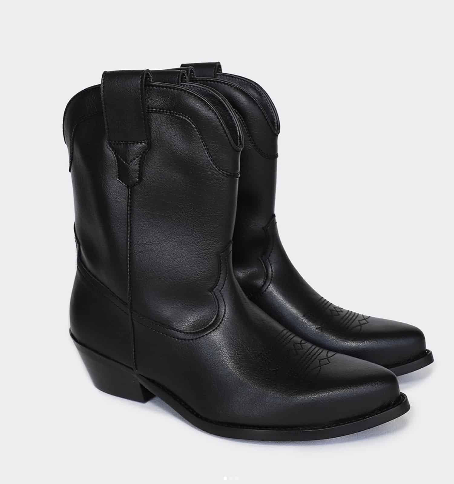 Good Guys Dont Wear Leather Vegan Cowboy Boots in Black.