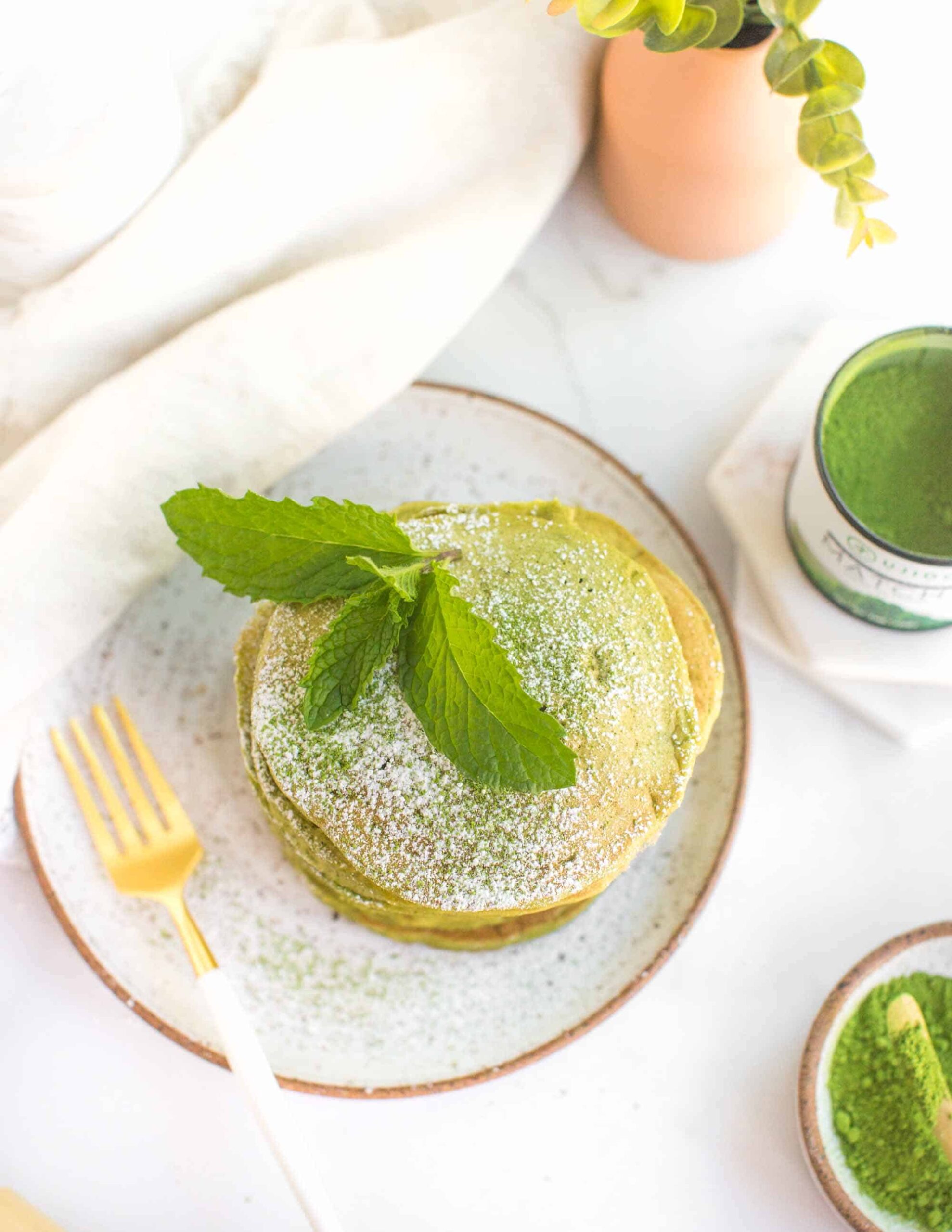 Plant-Based Vegan Matcha Pancakes Recipe
