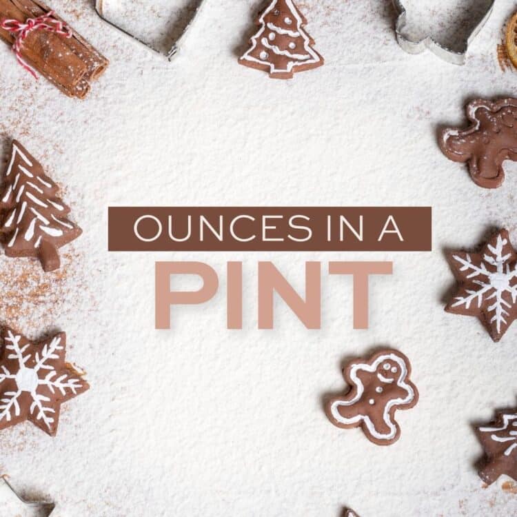 Graphic showing how many ounces are in a pint in holiday baking.