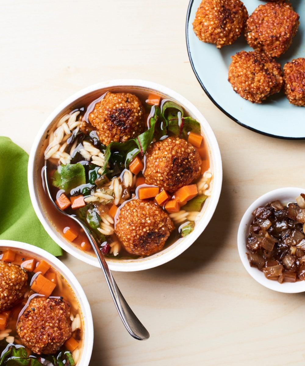 Italian Wedding Soup with Quinoa Meatballs