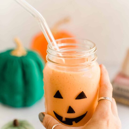 Orange Jack O Lantern Halloween Smoothie