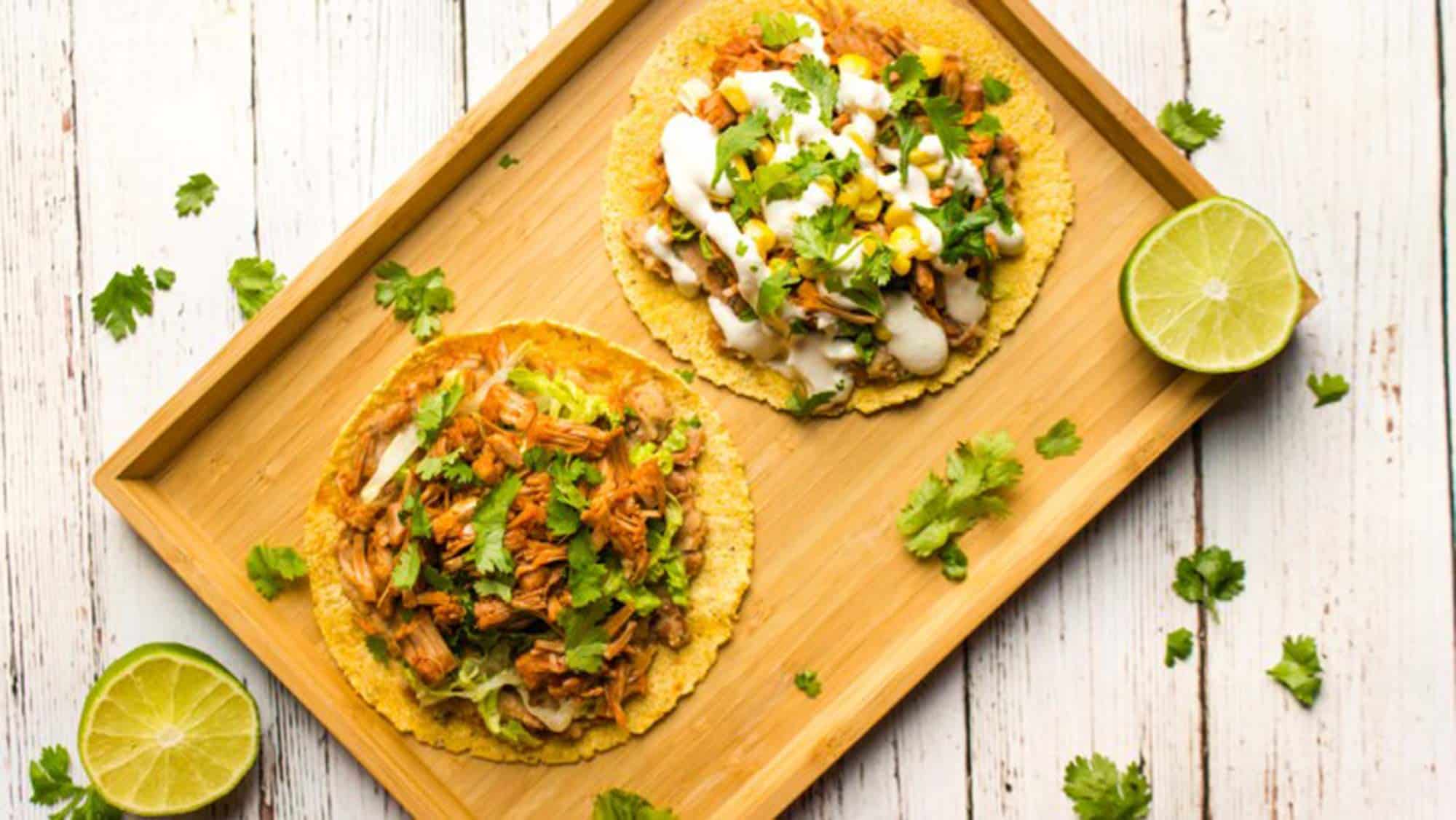 vegan jackfruit tostadas