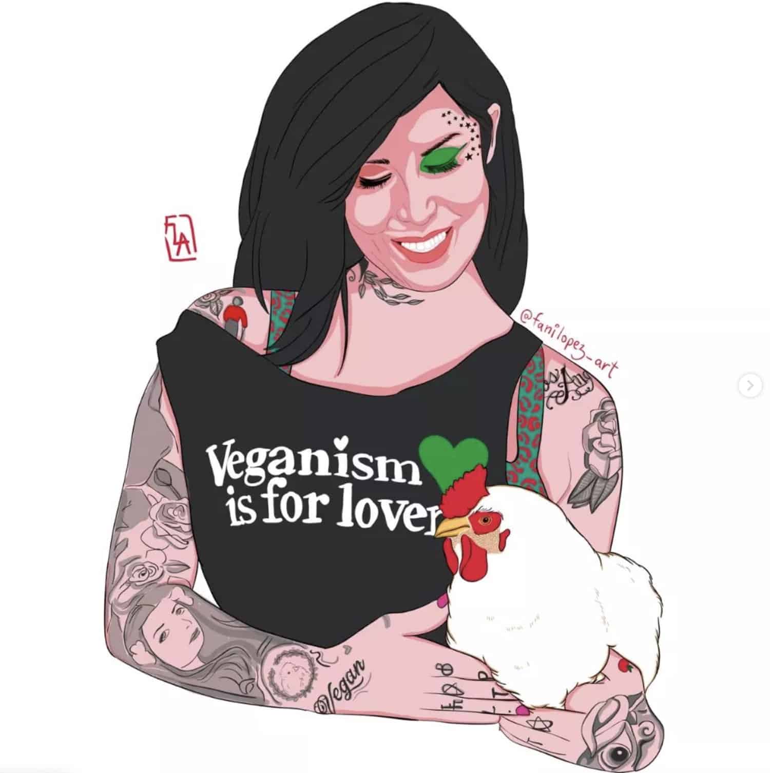 kat von d vegan for love tattoo art illustration by fanilopez art