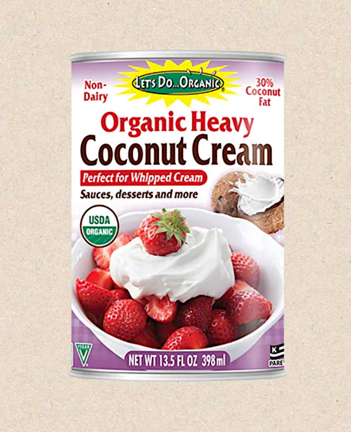 Can of Let's Do Organic Heavy Coconut Cream.
