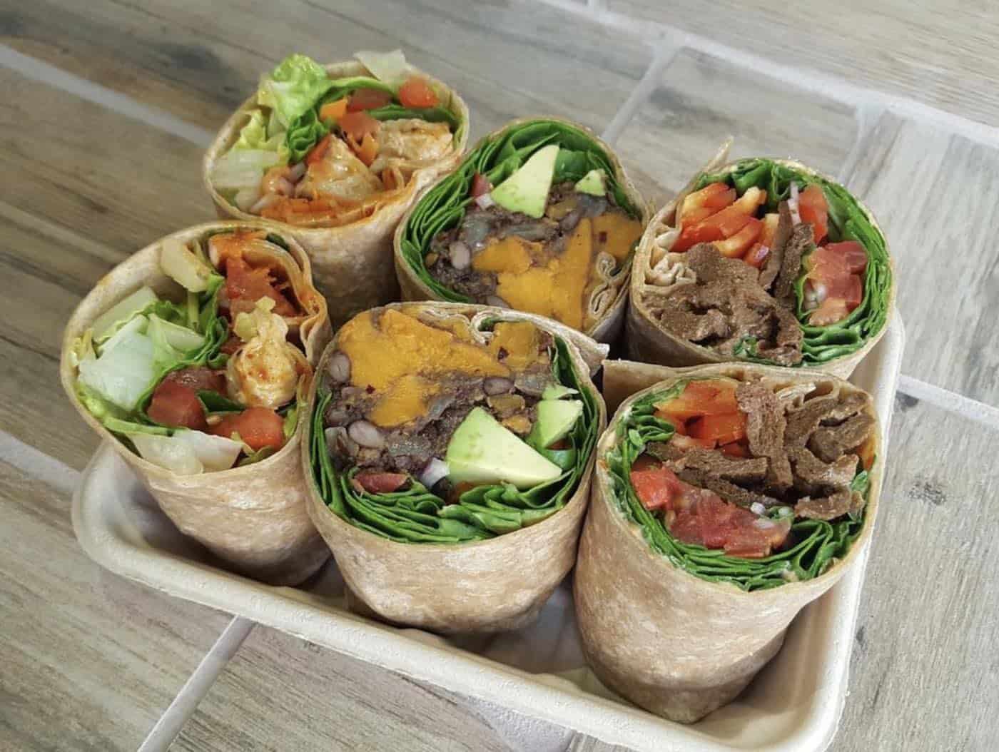 Vegetarian wraps at Loving Heart Café in Chicago.