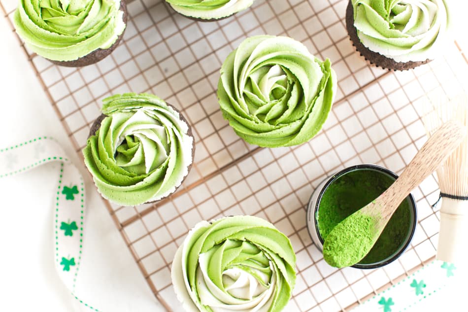 Vegan Matcha Cupcakes for St. Patrick's Day | WorldofVegan.com | #matcha #vegan #cupcakes #green #recipe #dessert #dairyfree #worldofvegan