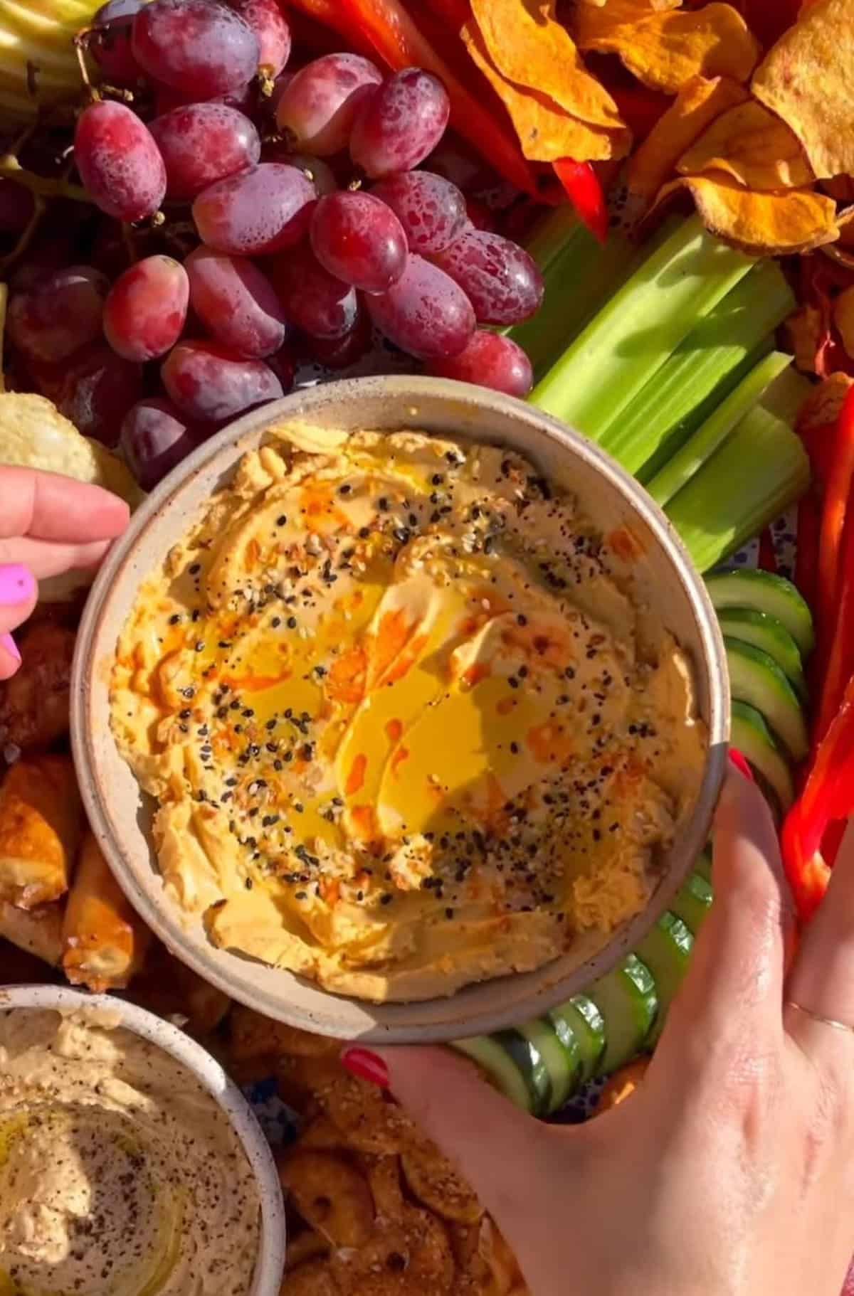 Vegan cheddar dip made with Miyoko's Creamery vegan cheese.