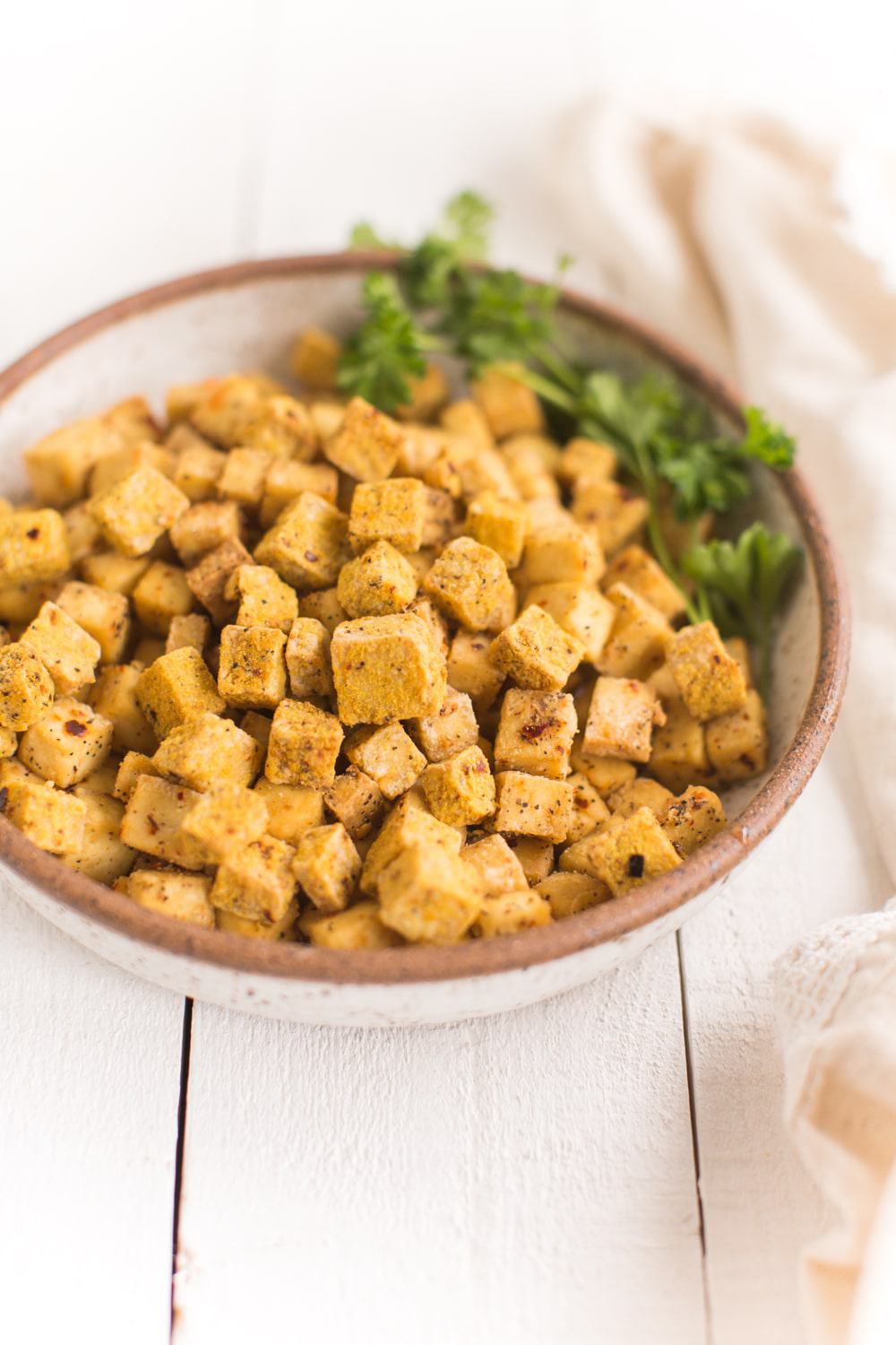 Air Fried Tofu Cubes with nutritional yeast