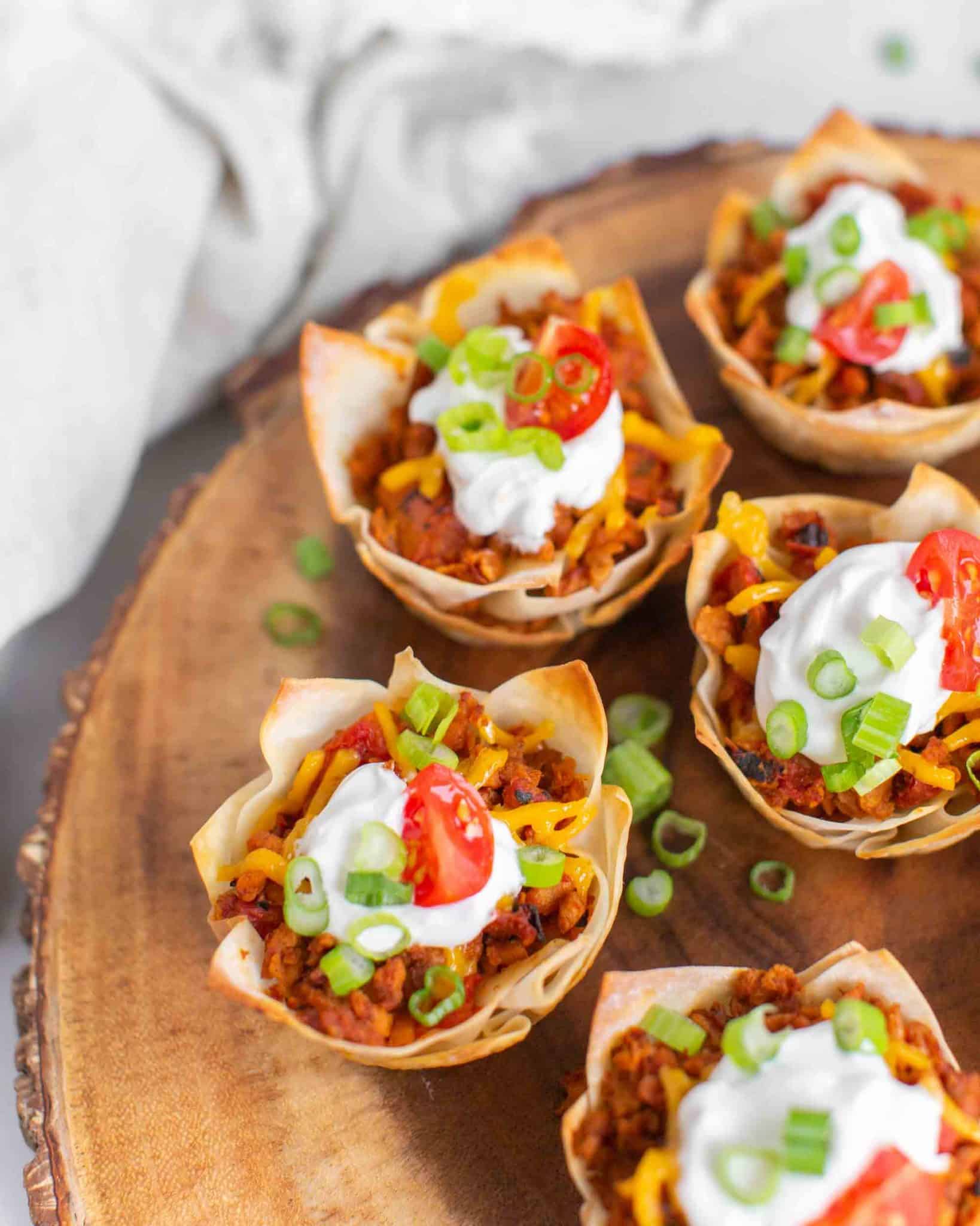 Vegan Wonton Taco Boats Appetizer