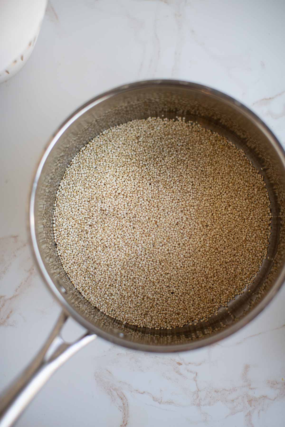 Quinoa in a saucepan.