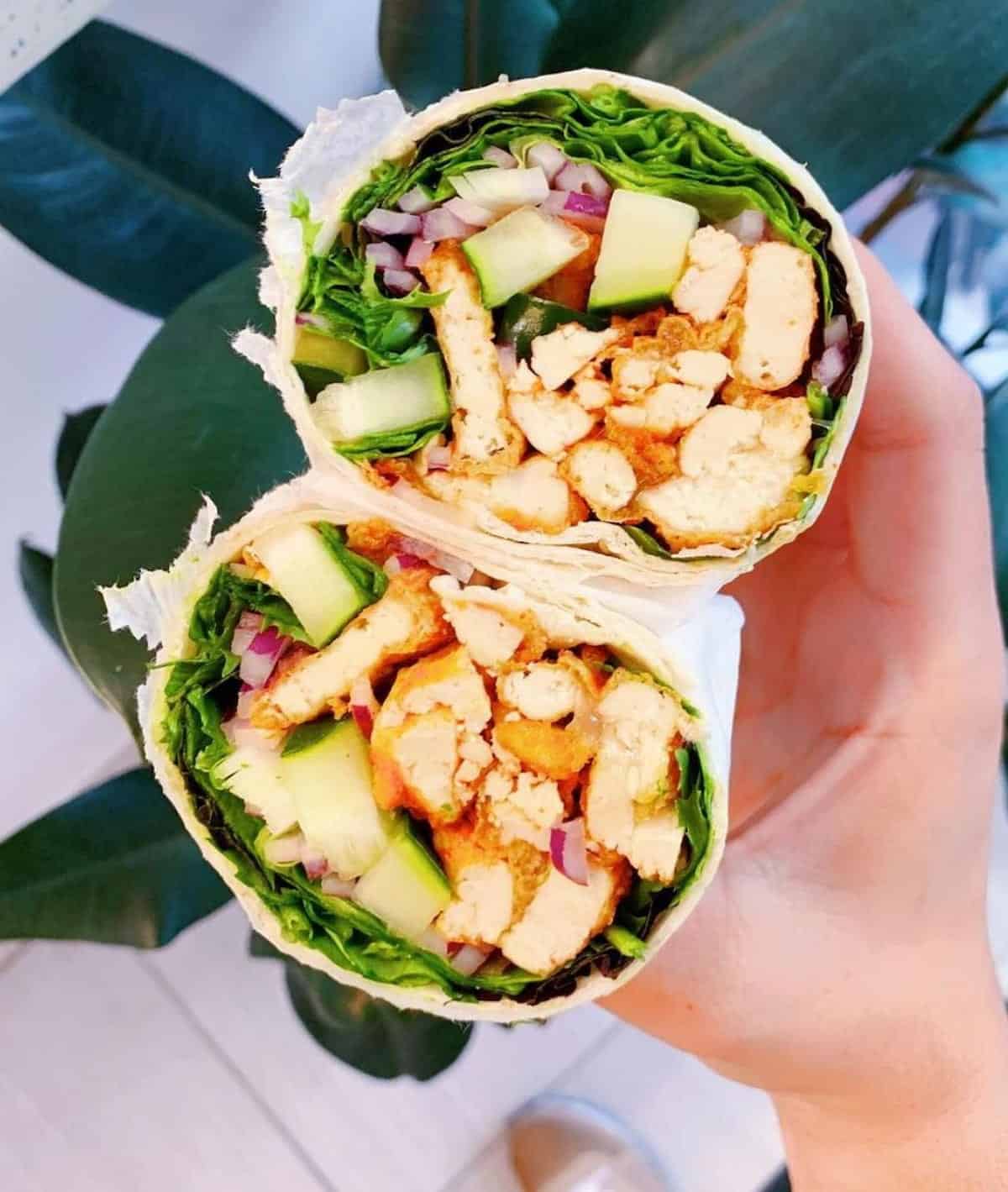 The buffalo tofu wrap at Ritual Juicery.