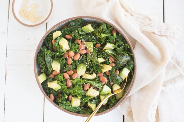 Sesame Sauteed Kale with Avocado