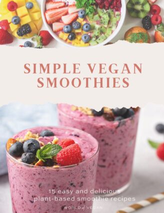 Cover of the Simple Vegan Smoothies Ebook with the best smoothie recipes from World of Vegan.