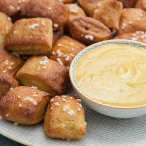 Vegan Soft Pretzels with Cheese Dip.