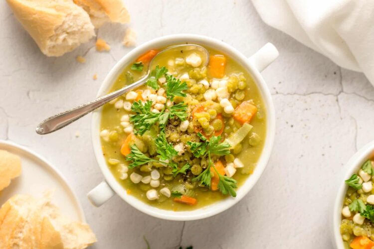 Creamy Vegan Asparagus and Mushroom Soup