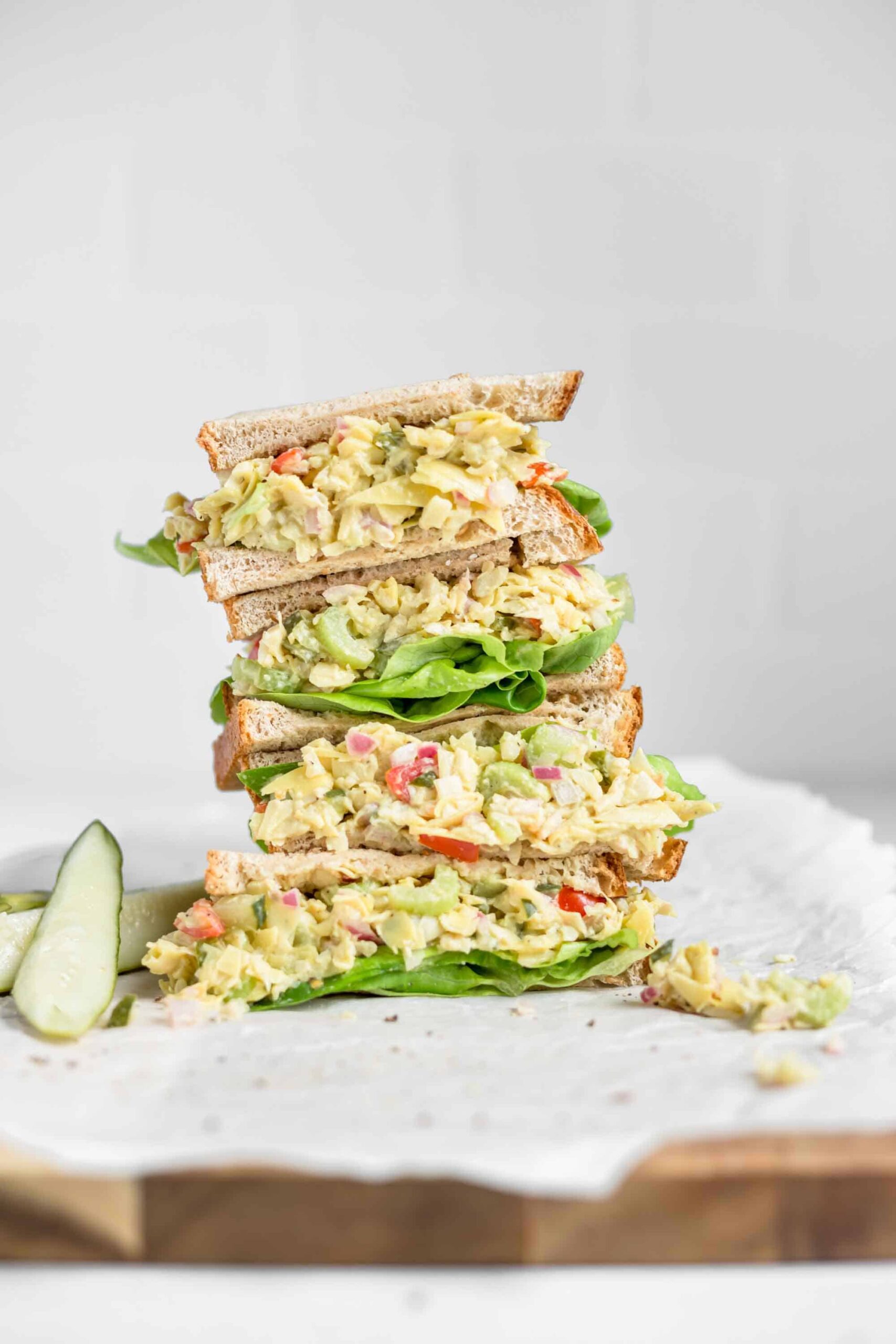 Stacked Vegetarian Artichoke Tuna Salad Sandwich