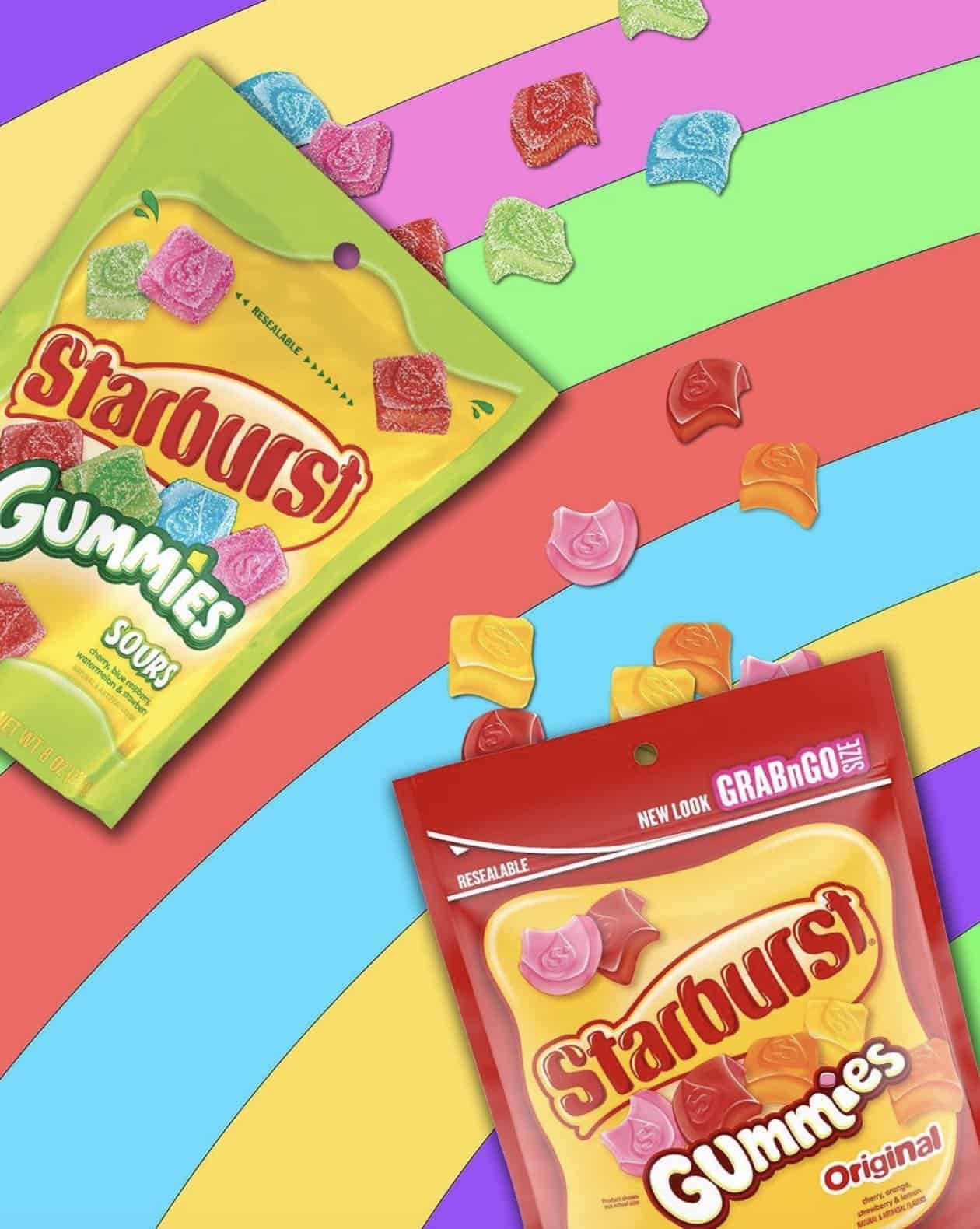 Starburst Gummies Sour and Original Photo with Rainbow