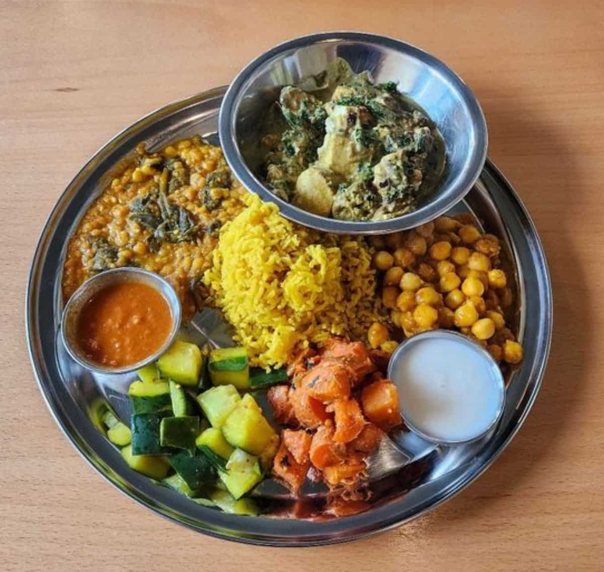 The Curry Thali at The Sudra in Portland.