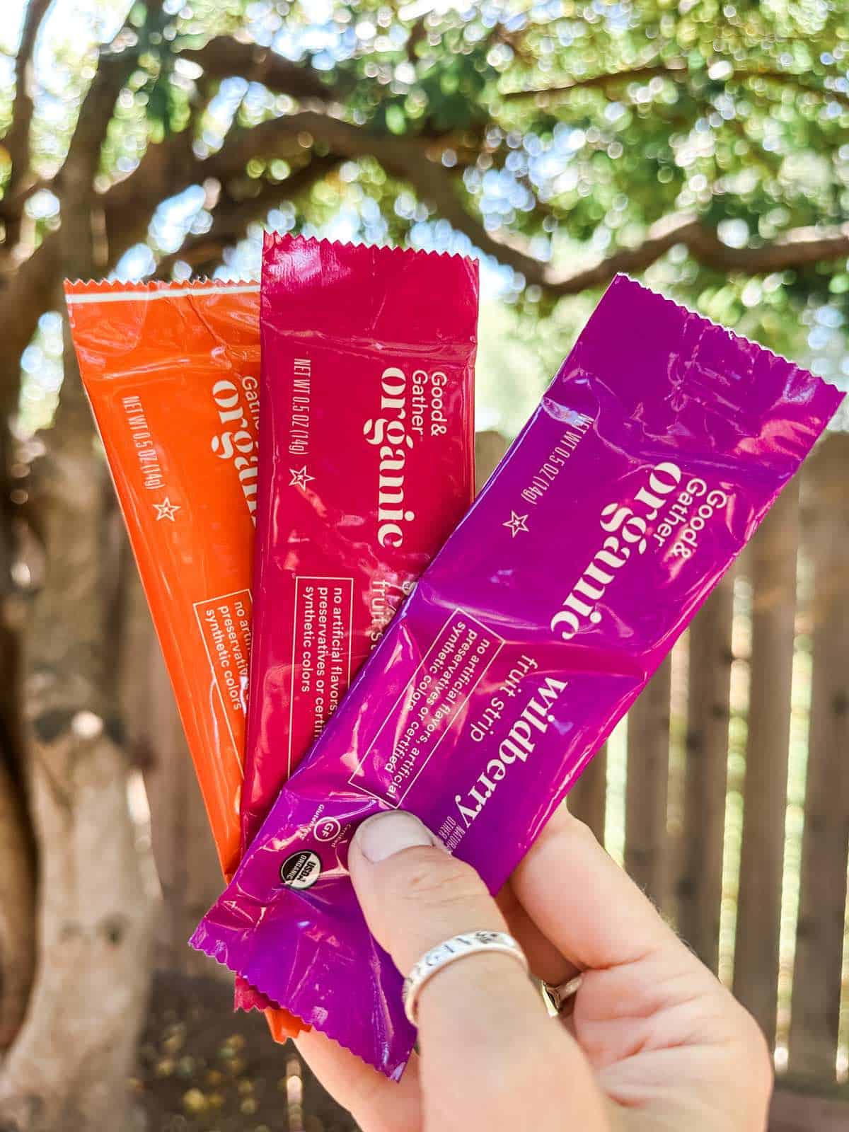 Fruit leather strips in several flavors from Target. 