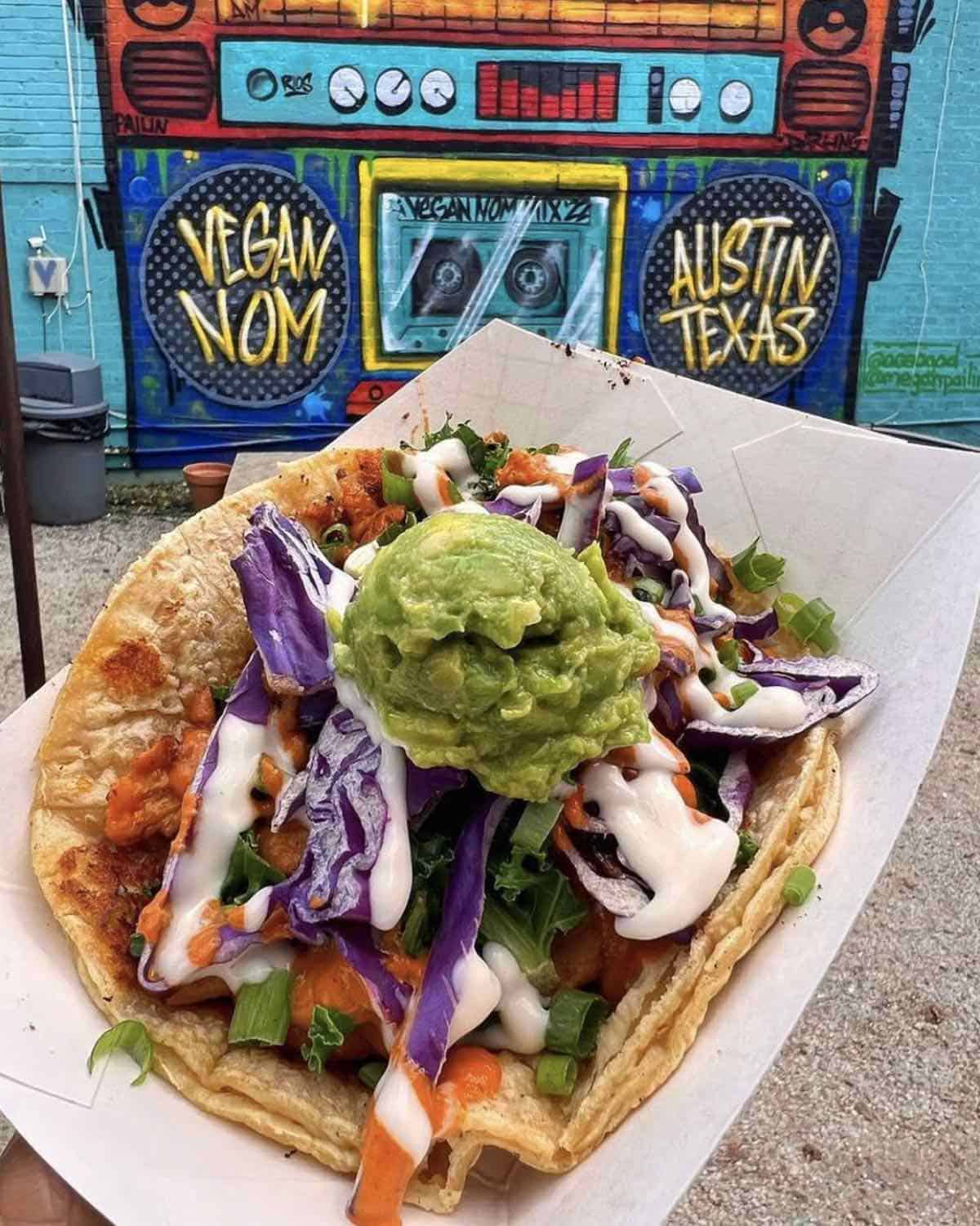 A vegan taco from Vegan Nom Taco.