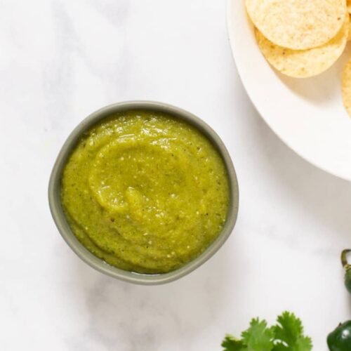 Easy Tomatillo Salsa Recipe | World of Vegan | #salsa #tomatillo #appetizer #mexican #worldofvegan