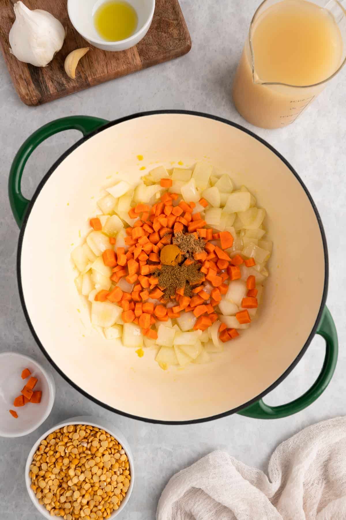 Toor Dal being prepped in a pot.