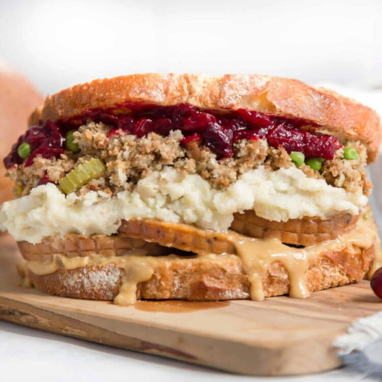 The ultimate Thanksgiving air fryer vegan sandwich.