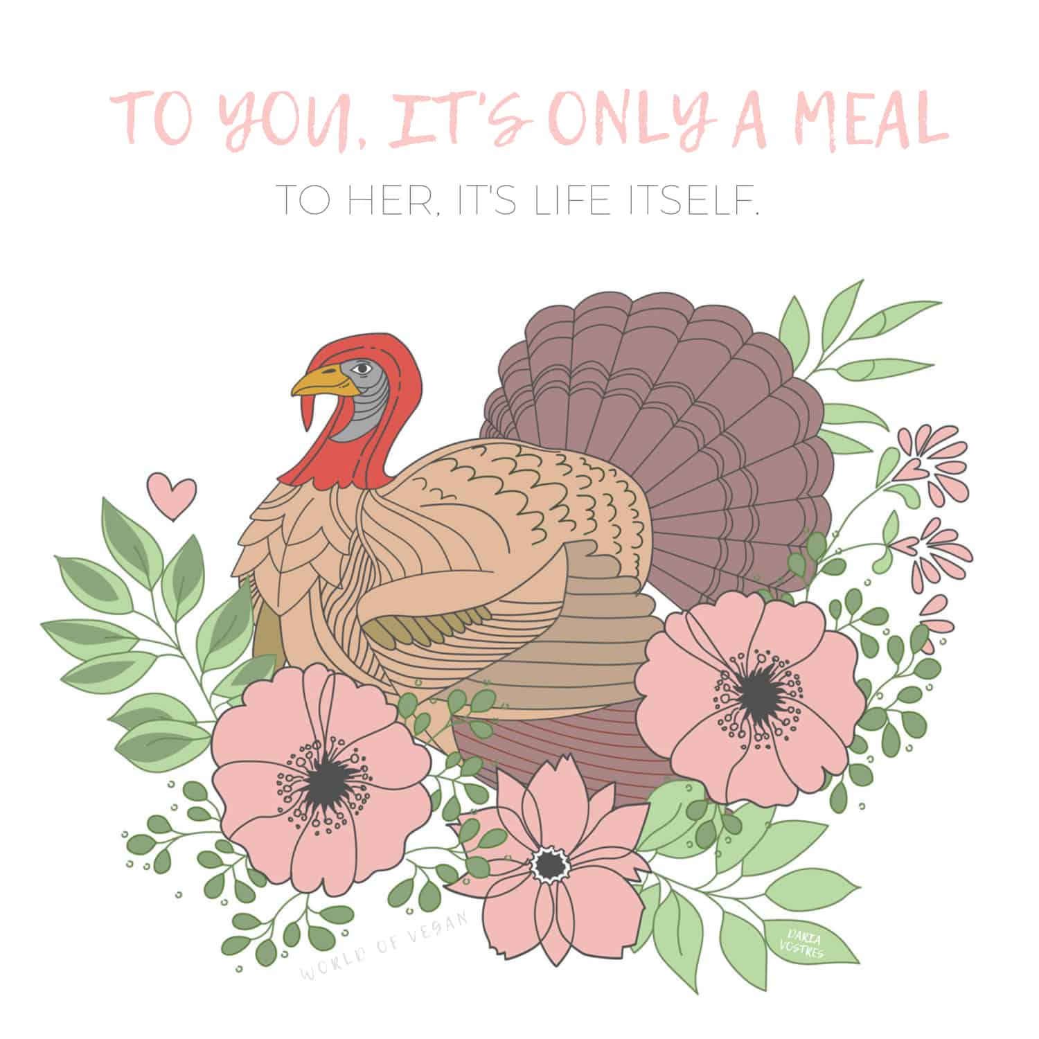 Celebrate A Vegan Thanksgiving | Turkey Artwork by Dana Vostres