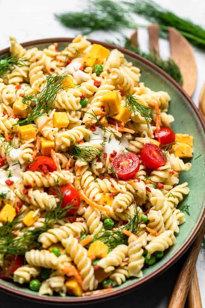 vegan pasta bacon ranch salad