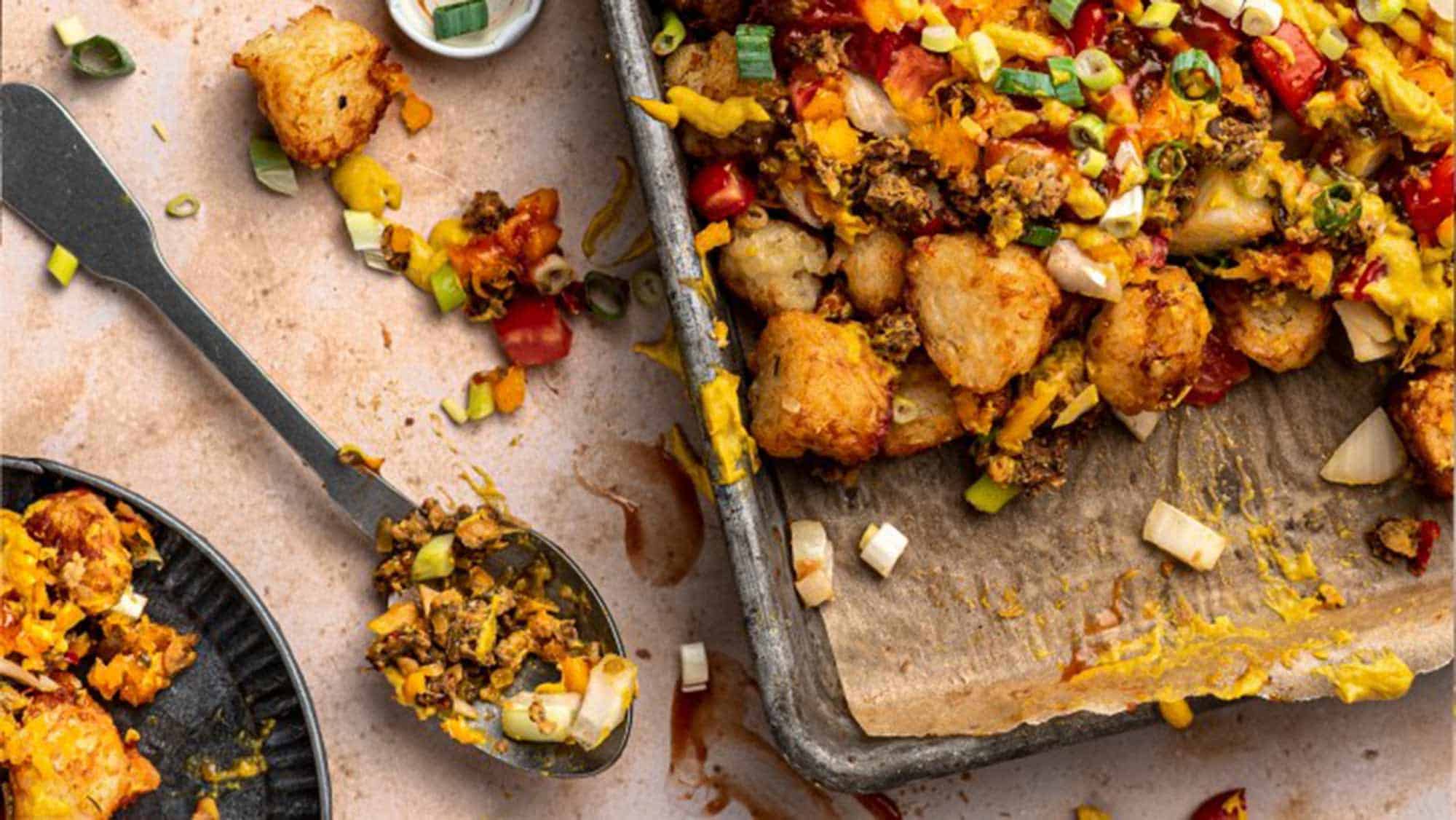 vegan burger tater tots