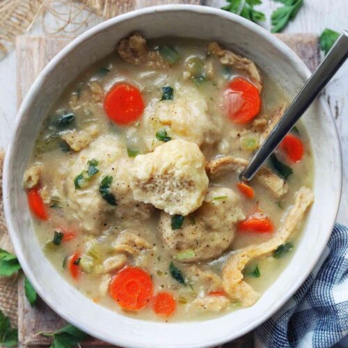 Vegan Chicken and Dumplings Soup Plantiful Cookbook Photo