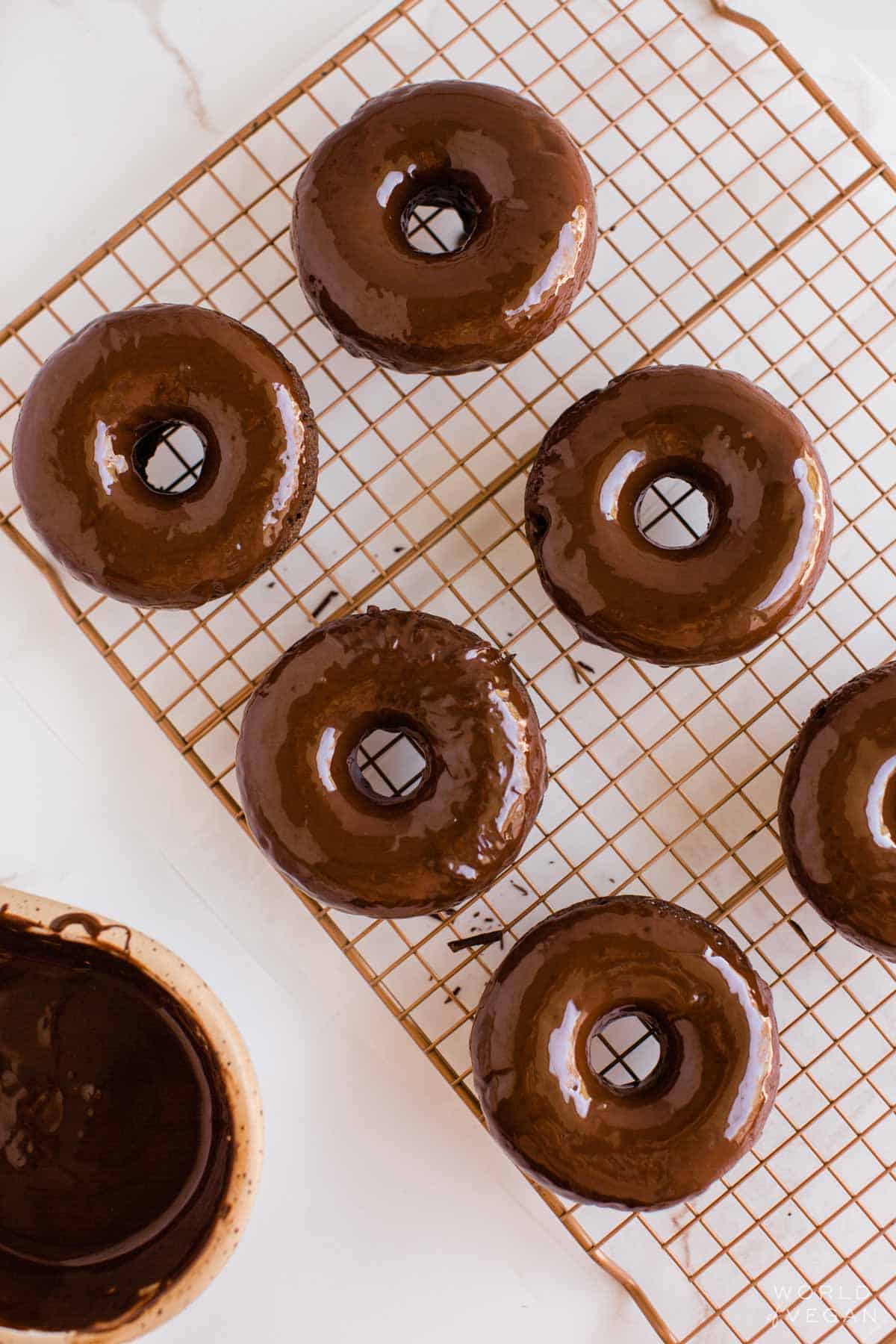 Frosted double chocolate donuts