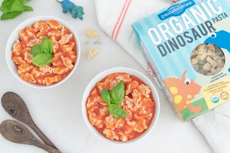 Vegan Spaghettios Recipe With Dinosaur Pasta